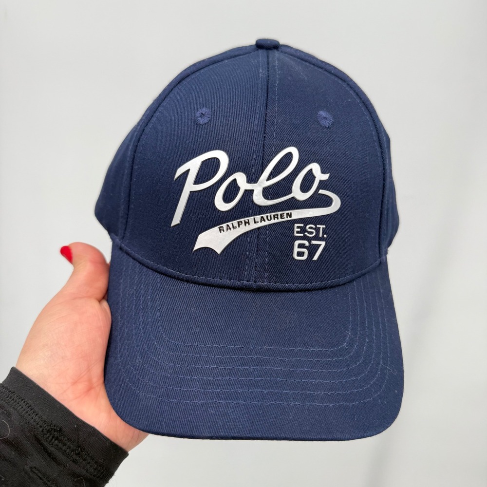 Ralph Lauren‎ Polo Est 67 Baseball Cap Navy Blue Cotton Adjustable Strap